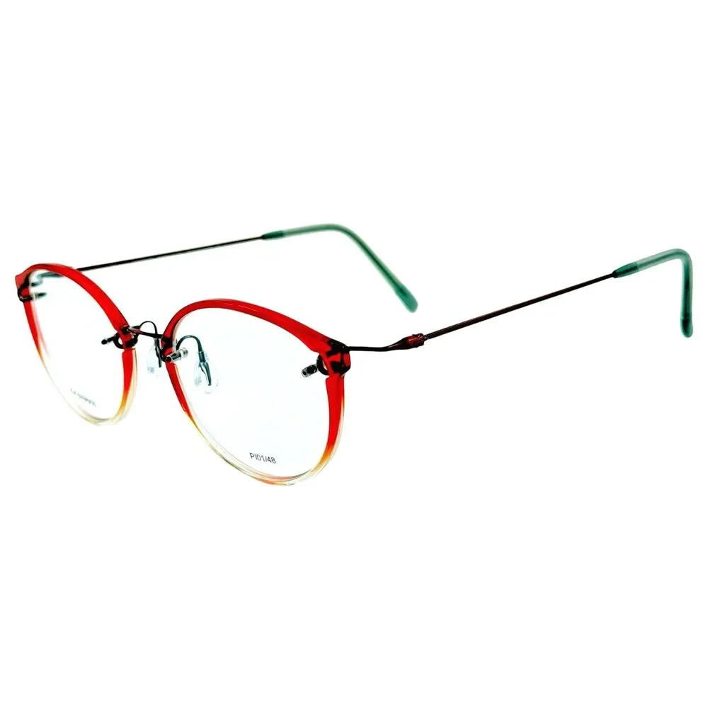 Kazuo Kawasaki MP631PI Womens Plastic Eyeglass Frame 16 Red Half 48-20 Japan